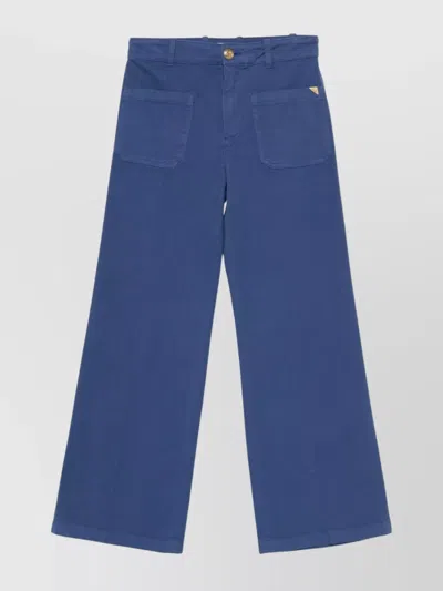 Chloé High Waist Wide Leg Trousers With Belt Loops In Deepblue