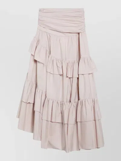 Chloé High Waisted Asymmetric Ruffled Tiered Skirt In Neutral