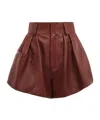 Chloé High-waisted Leather Shorts In Brown