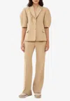 Chloé High-waisted Linen Tailored Pants In Beige