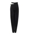 Chloé Buckle Keyhole High Waist Wool Straight Leg Pants In Black