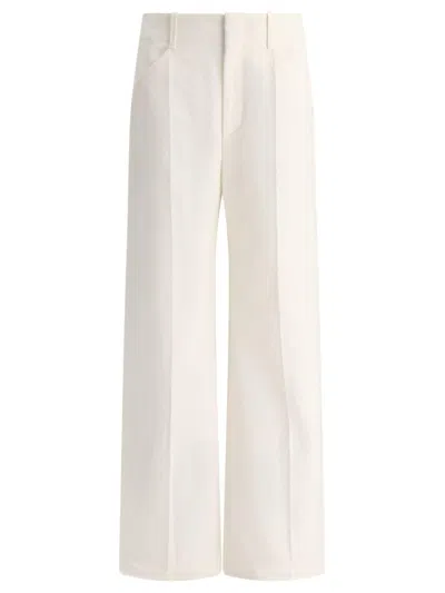 Chloé High-waisted Wide Leg Trousers In Iconic Milk