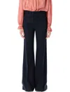 Chloé Black Pants With High Waist And Wide Leg In Viscose Blend Stretch Woman In Black