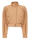 Chloé Ruched Short Cotton Poplin Jacket In Reef Shell In Brown