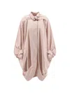 Chloé High-neck Oversized Cape Coat In Cotton Poplin In Pink