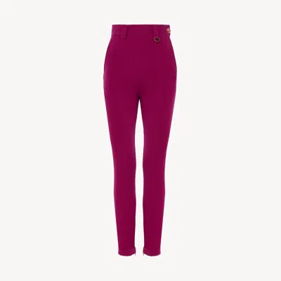 Chloé High-rise Fitted Pants In Stretch Tricotine In Pink