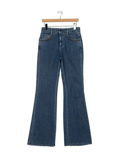 Pre-owned Chloé High-rise Flared Jeans In Blue