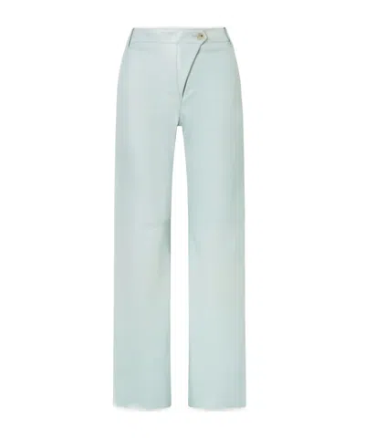 Chloé High-rise Paneled Leather Straight-leg Pants In Blue