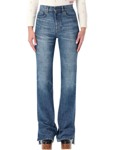 Chloé Chloè High-rise Straight-leg Jeans With Side Slits - Size 26 In Blue