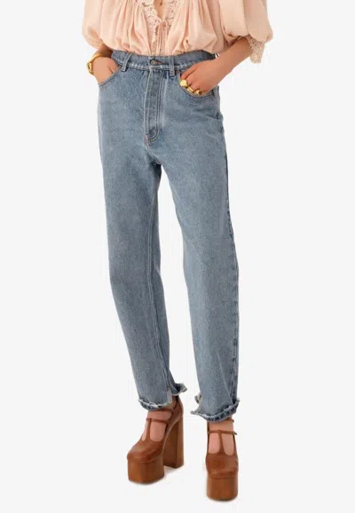 Chloé High-rise Tapered Jeans In Blue