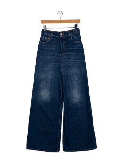 Pre-owned Chloé High-rise Wide Leg Jeans In Blue