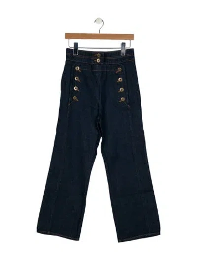 Pre-owned Chloé High-rise Wide Leg Jeans In Blue