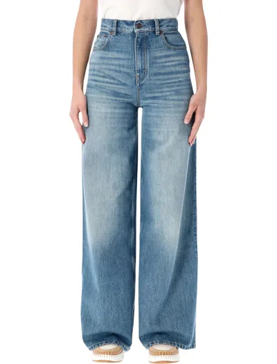 Chloé High-rise Wide-leg Organic Cotton Jeans - Size 26 In Blue