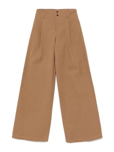 Chloé High-rise Wide-leg Pants In Cotton Canvas In Brown