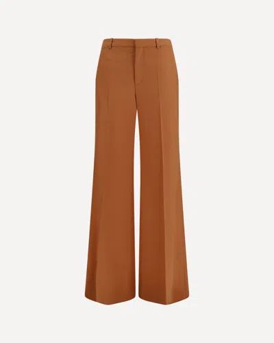 Chloé High-waisted Flared Cotton Pants In Brown