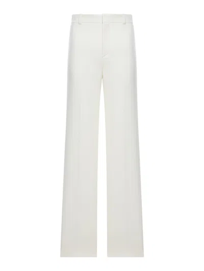Chloé High-waisted Flared Trousers In Grain De Poudre Wool In White