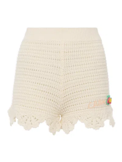 Chloé High-waisted Scalloped-trim Cotton Shorts With Embroidered Hem Detail In Neutral