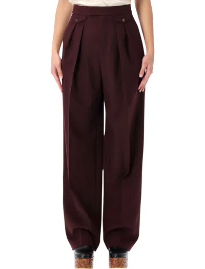 Chloé High-waisted Trousers With Mini Pockets In Brown