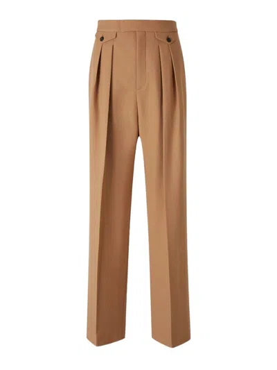 Chloé High-waisted Wool Gabardine Trousers In Brown