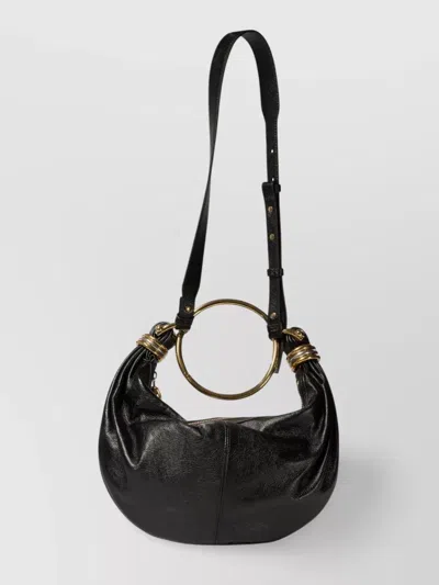 Chloé Small Bracelet Hobo Bag In Grained Leather In Black