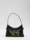 Chloé Logo Charm Hobo Bag In Shiny Leather In Black