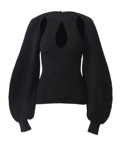 Chloé Hollowed-out Wool Sweater In Black