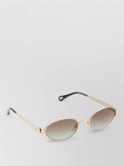 Chloé Holly Oval Gradient Lens Metal Sunglasses In Brown