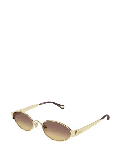 Chloé Holly Oval-frame Sunglasses In Gold