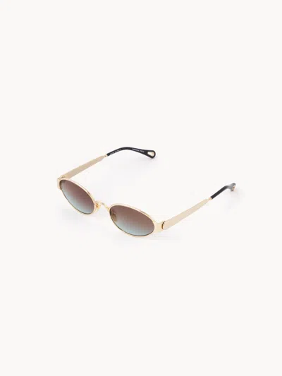 Chloé Holly Sunglasses In Gold / Grad Turquoise