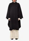 Chloé Hooded Cape Coat In Wool And Cashmere In Black