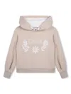 Chloé Embroidered-logo Cotton Hoodie In Beige Marl