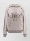 Chloé Hooded Cotton Blend Sweatshirt With Kangaroo Pocket In Brown