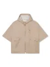 Chloé Hooded Cotton Twill Cape In Neutrals