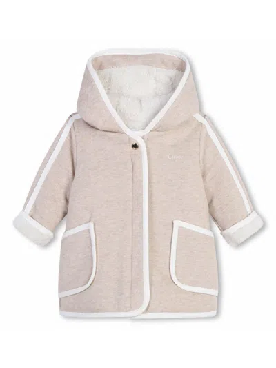 Chloé Babies' Hooded-down Cotton Jacket In Neutrals