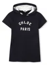 Chloé Blue Dress For Girl With Logo In Blue