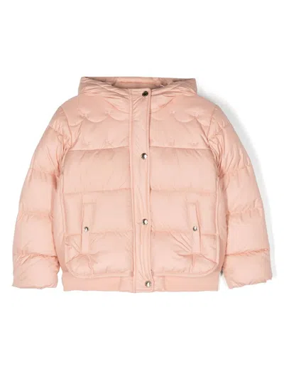 Chloé Kids' Hooded Quilted Jacket In Pink