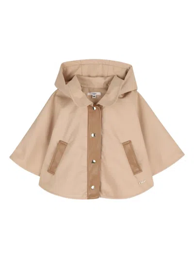 Chloé Babies' Hooded Short Trench Coat In Pink