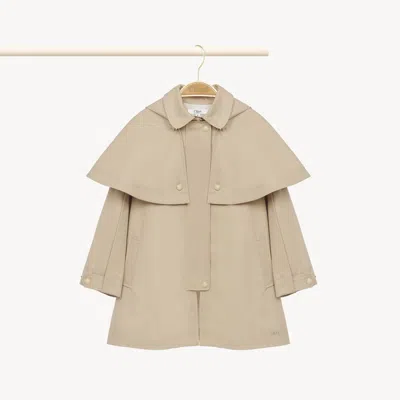 CHLOÉ HOODED TRENCH COAT BROWN SIZE 6 100% COTTON