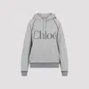 Chloé Cotton Blend Sweatshirt With Drawstring Hood And Logo In Gray
