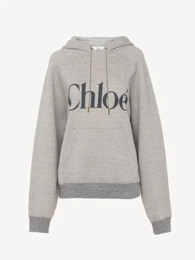 Chloé Hoodie Sweatshirt With Logo In Gray