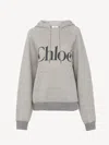 Chloé Hooded Cotton Blend Sweatshirt With Kangaroo Pocket In Gray