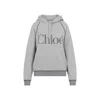 Chloé Cotton Blend Sweatshirt With Drawstring Hood And Logo In Gray