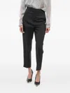 Chloé Front-pleated Pants With Hopsack Motif In Black