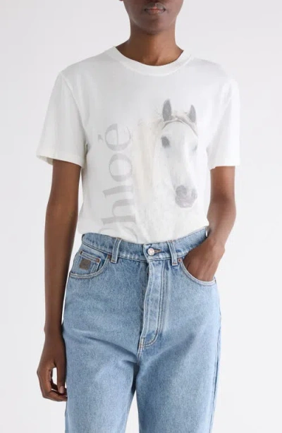 Chloé Horse Capsule Collection Graphic T-shirt In White