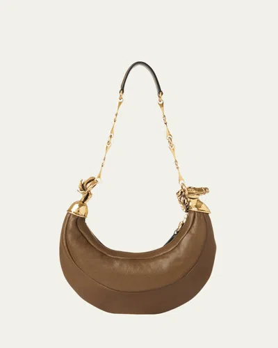 Chloé Horse Chain Shoulder Bag In Calfskin Leather In Brown