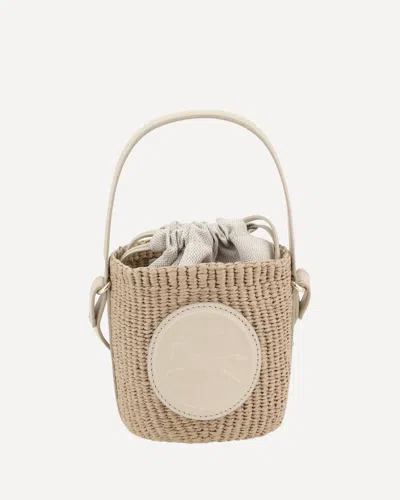 Chloé Mini Horse Medal Woven Bucket Bag In Neutral