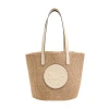 Chloé Large Horse Medal Basket Tote Bag In Paper And Leather In Off-white