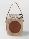 Chloé Mini Horse Medal Basket Bag In Natural Fibres Brown Size Onesize 100% Paper Yarn, Calf-skin Leather
