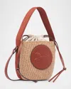 Chloé Mini Horse Medal Basket Bag In Natural Fibres Brown Size Onesize 100% Paper Yarn, Calf-skin Leather In 27s Sepia Brown