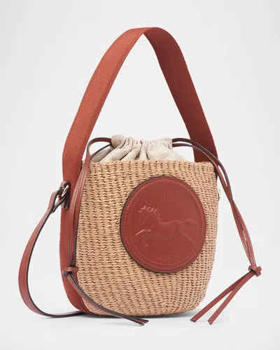 CHLOÉ HORSE MEDAL BUCKET BAG IN PAPER AND LEATHER